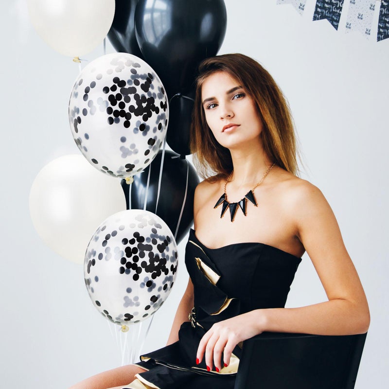 Hestya 100 Pieces 12 Inch White Black Balloons Latex Party Balloons Arch Garland Kit for Weddings, Bridal Shower, Graduation, Anniversary, Birthday Party Decoration - Image 5